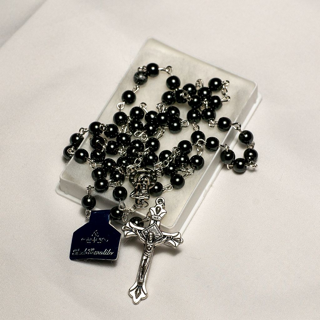 Handmade Rosary, 10mm Silver Hematite smooth beads online